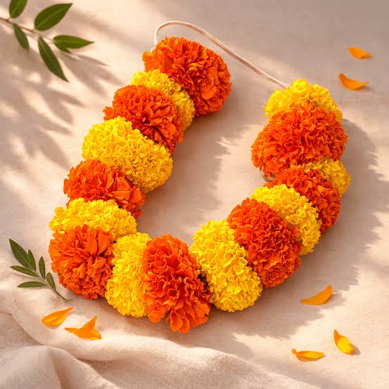 Yellow & Orange marigold mix String